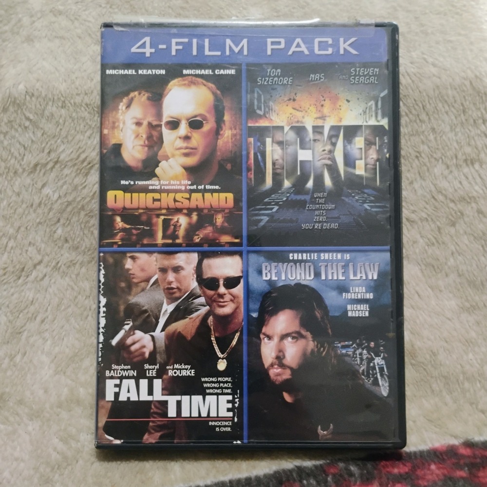 4-Film Pack DVD Quicksand Ticker Fall Time Beyond the Law Action Thriller Set